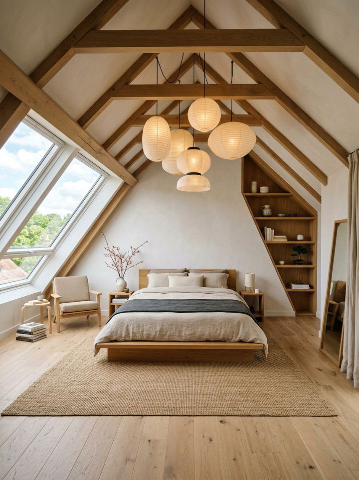 Japandi Attic Suite - 30 loft bedroom ideas