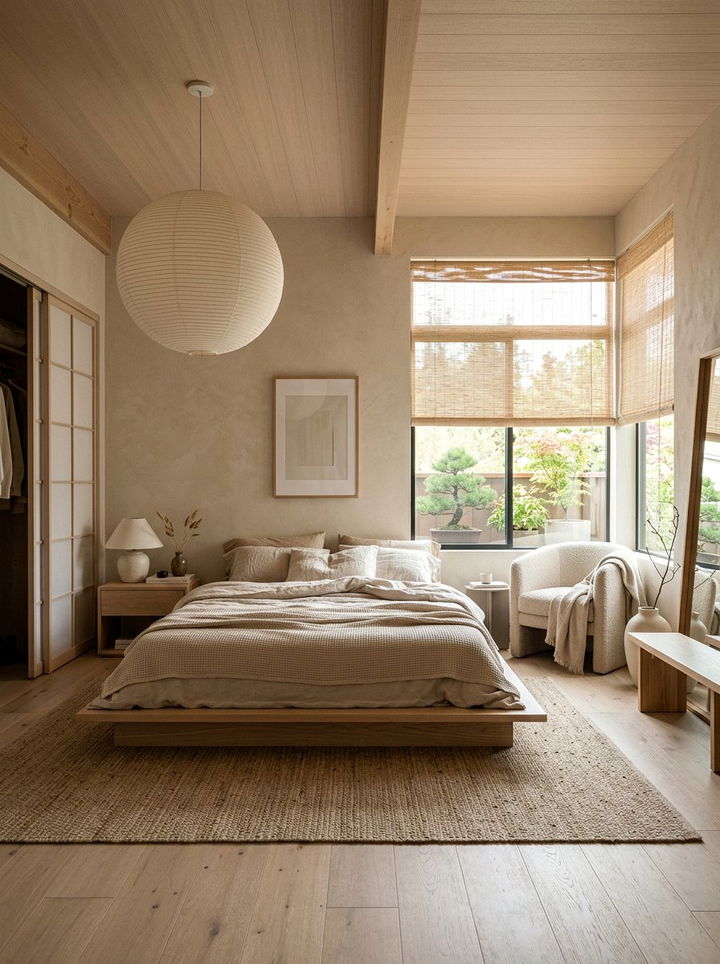 Japandi Beige Bedroom - 30 contemporary beige bedroom ideas