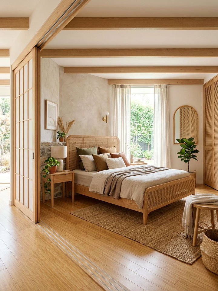 Japandi Cane Bedroom - 30 cane bedroom ideas