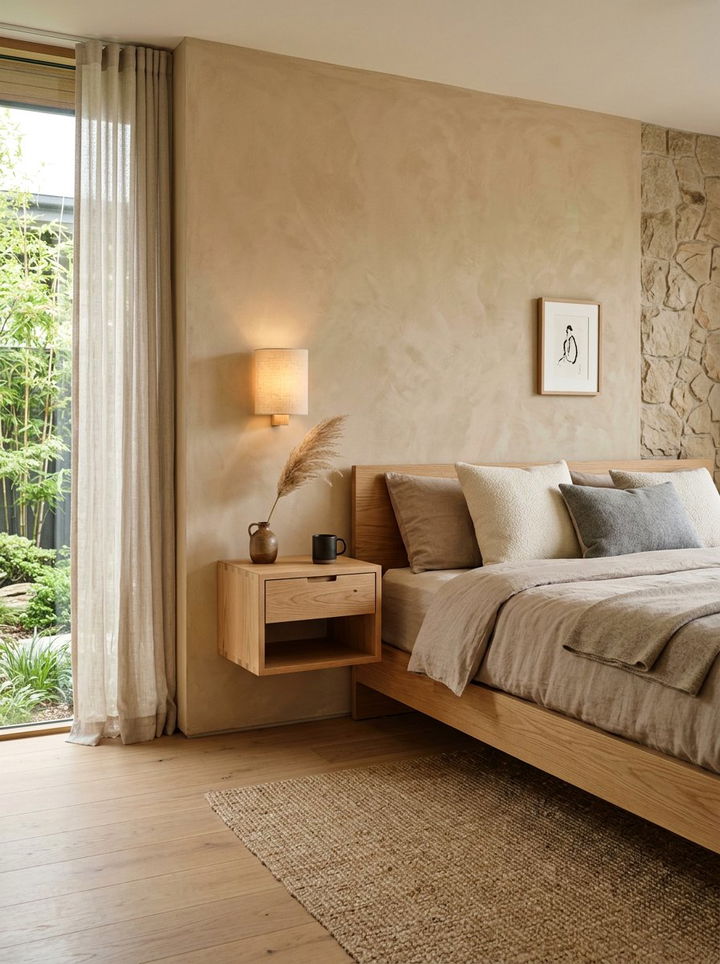 Japandi Floating Nightstand - 30 bedroom floating nightstands