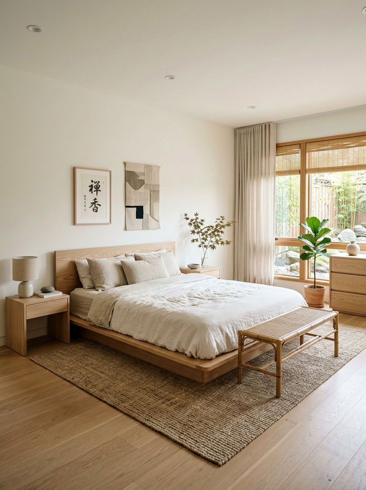 Japandi Light Wood White Bedroom - 30 white and wood bedroom color combo