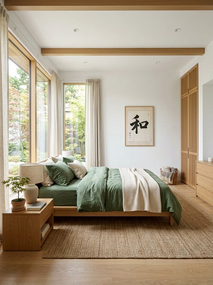 Japandi Style Green Bedroom - 30 fern green bedroom ideas