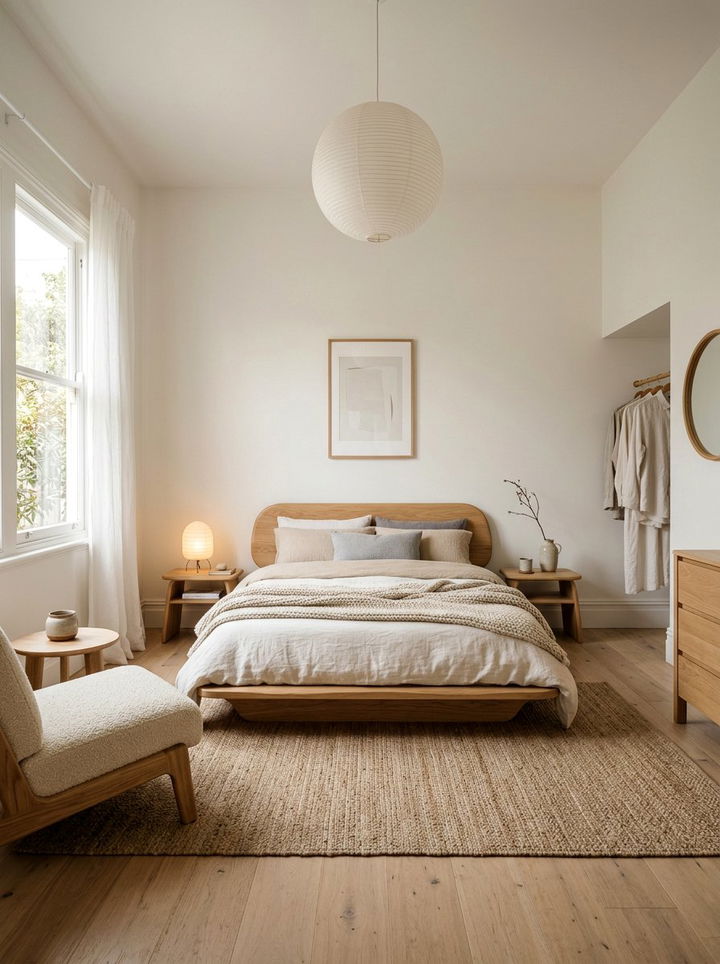 Japandi White Bedroom - 30 white bedroom design ideas