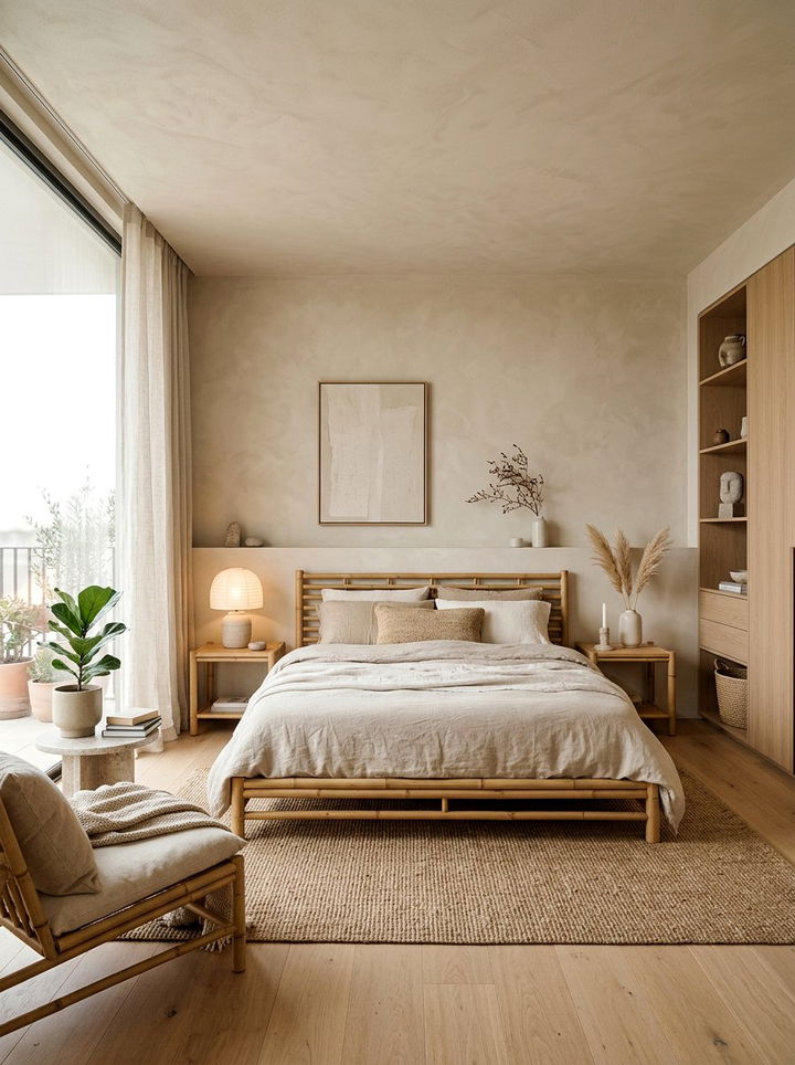 Japandi beige bedroom - 30 bedroom beige walls