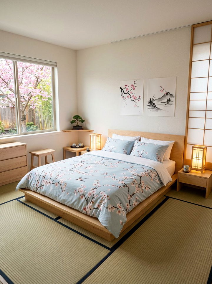 Japanese Cherry Blossom Duvet - 30 bedroom floral bedding ideas