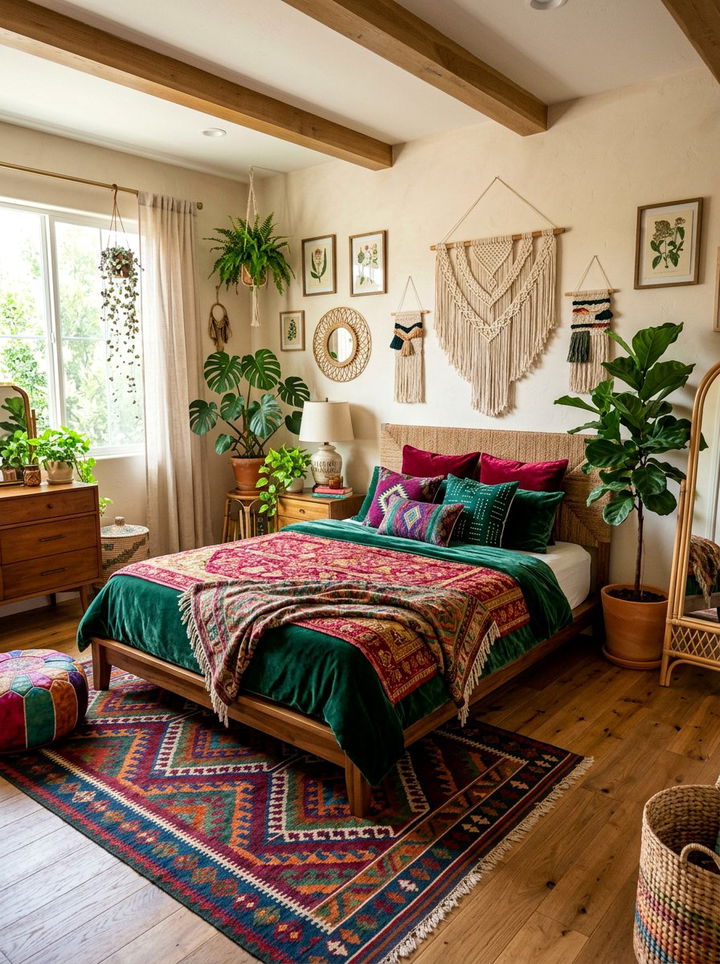 Jewel Tone Boho Bedroom - 30 jewel toned bedroom ideas