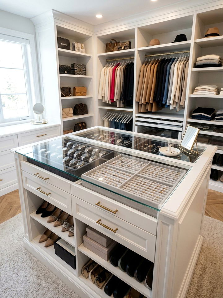 Jewelry And Accessory Closet Island - 30 bedroom closet ideas
