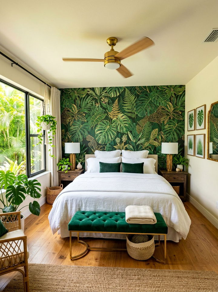 Jungle Green Wallpaper Gold Accents - 30 green and gold bedroom color combo