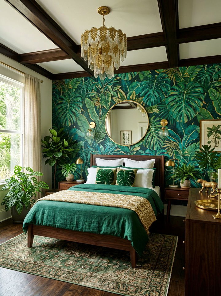 Jungle Leaf Wallpaper - 30 bedroom botanical wallpapers