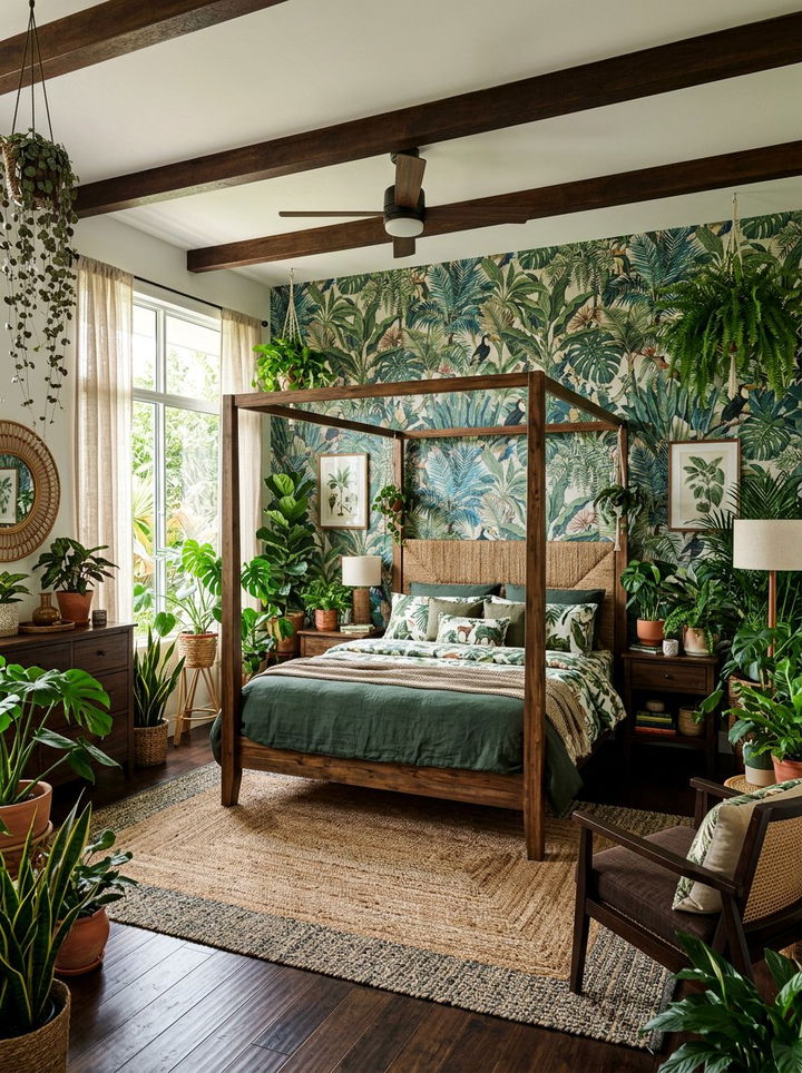 Jungle Theme Bedroom - 30 bohemian bedroom ideas