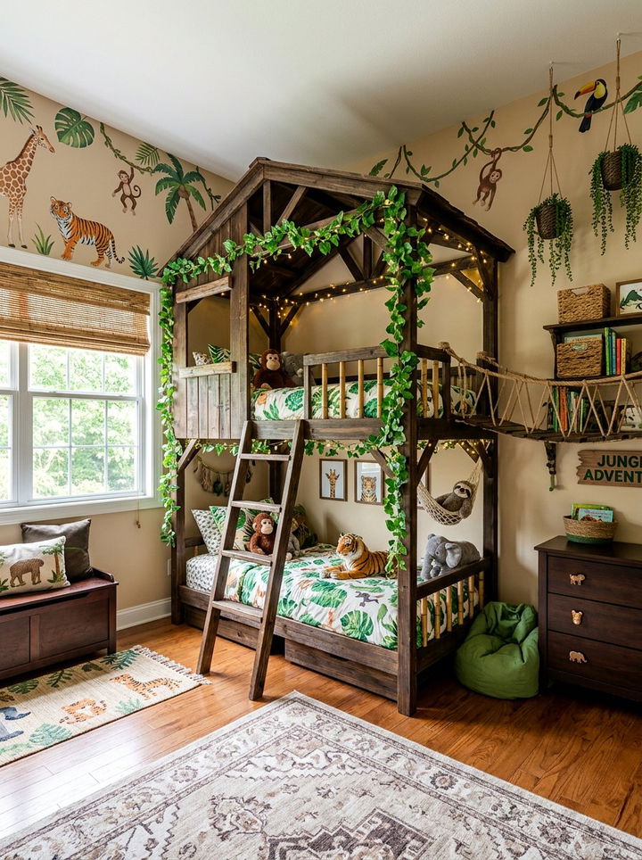 Jungle Theme Shared Bedroom - 30 multi-kid bedroom ideas