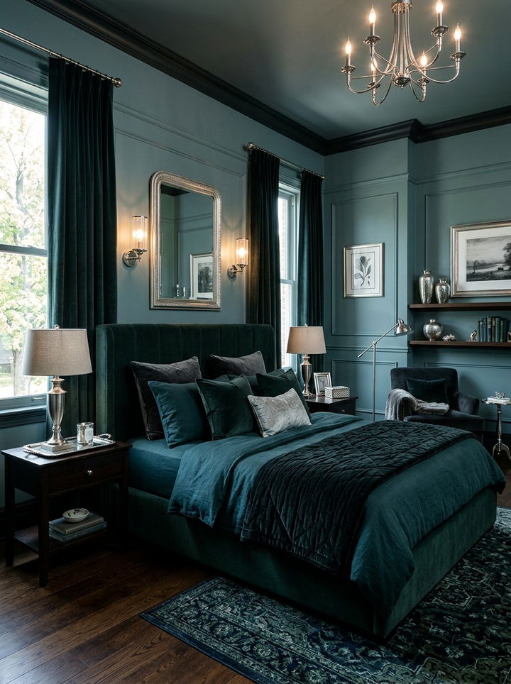 Juniper Green Moody Bedroom - 30 bedroom green walls
