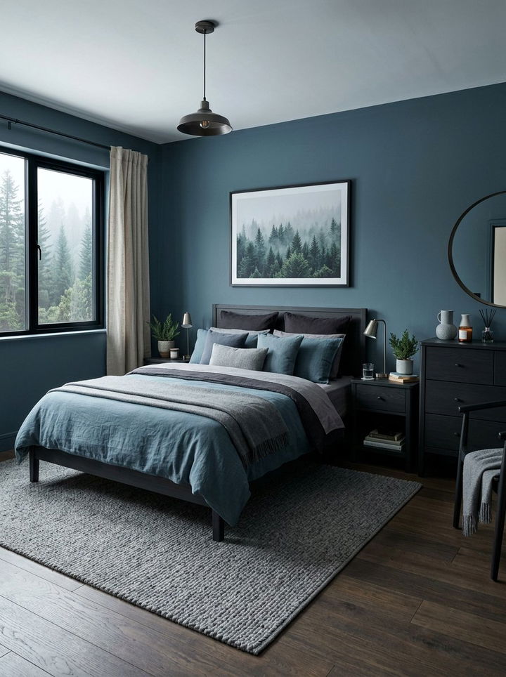 Juniper berry blue - 30 forest inspired bedroom color ideas