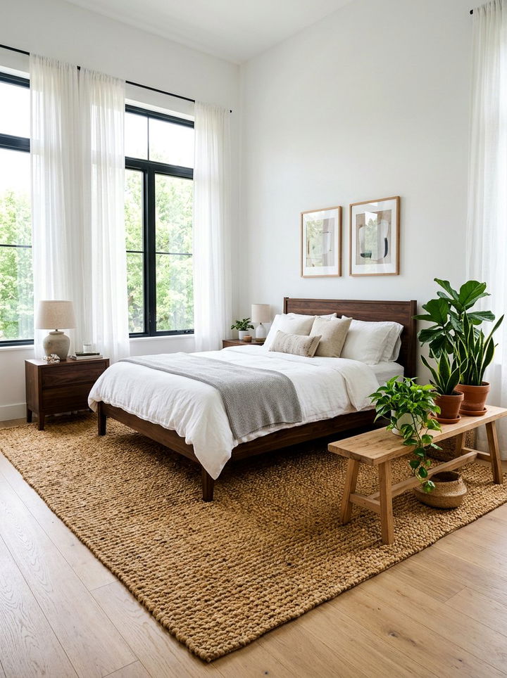 Jute Area Rug - 30 tropical bedroom ideas