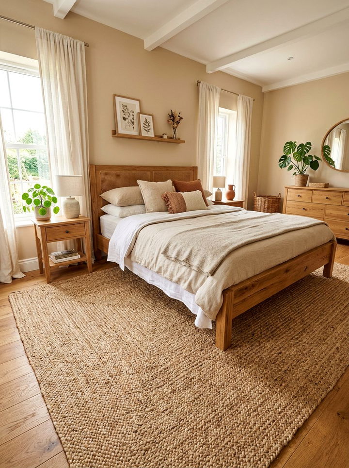 Jute Bedroom Rug - 30 bedroom texture layering ideas