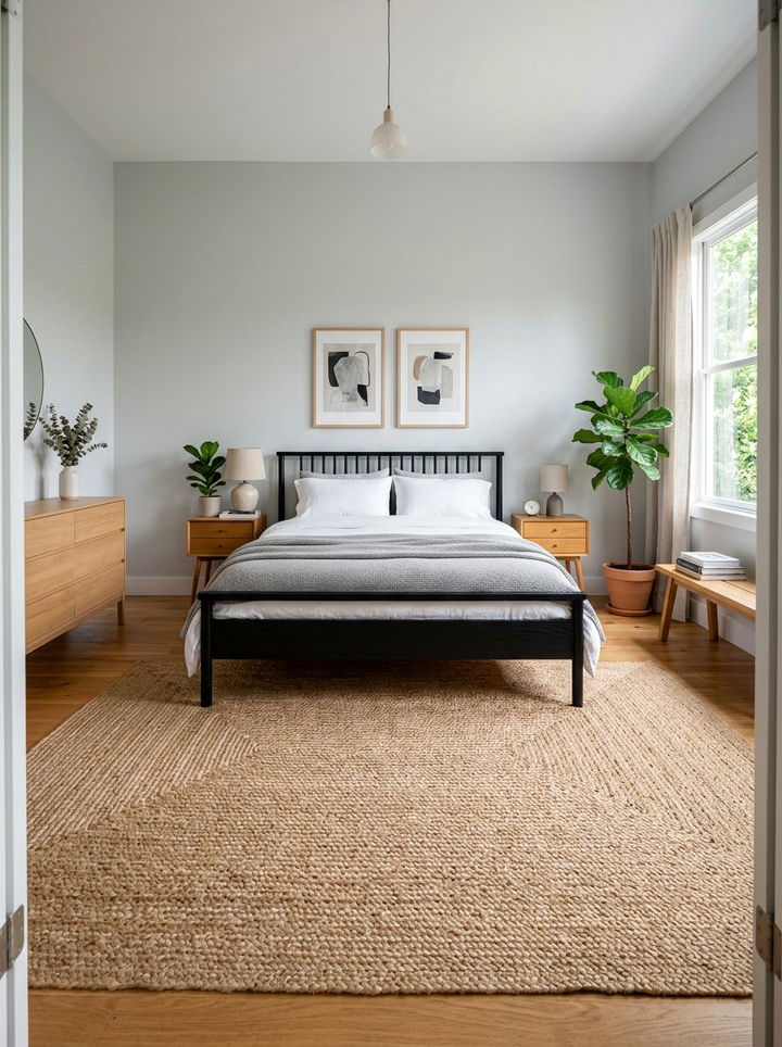 Jute Rug - 30 rustic black bedroom ideas