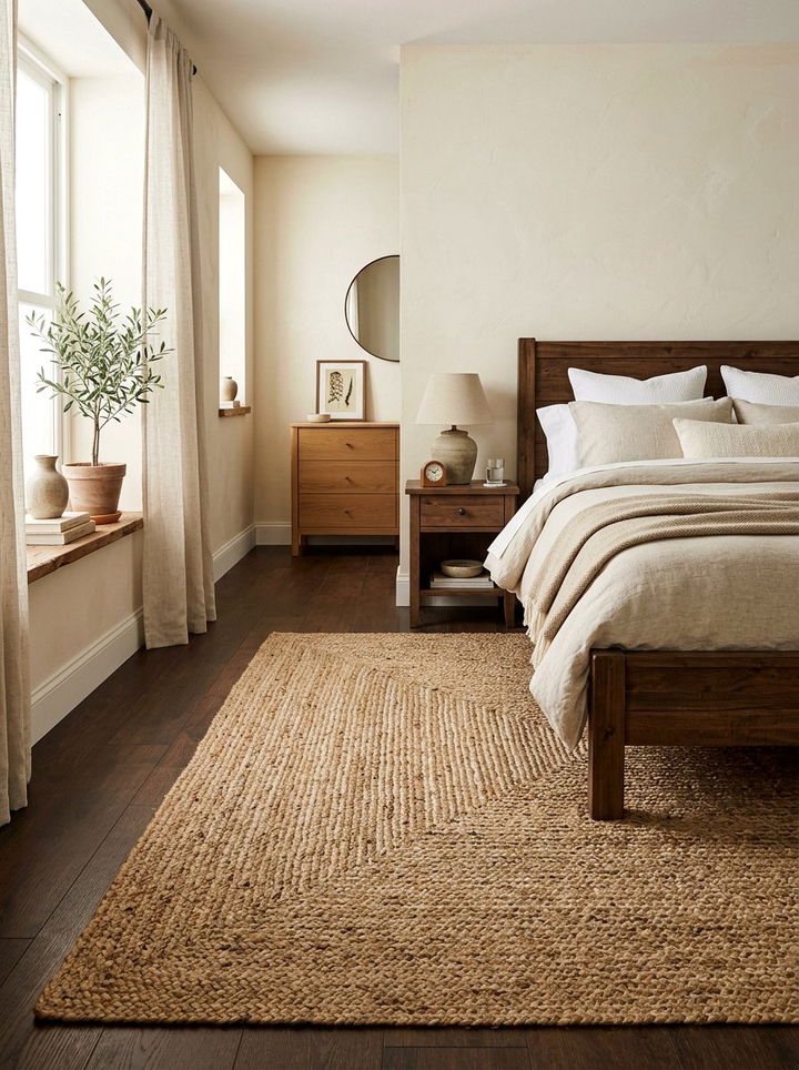 Jute Rug Floor Covering - 30 British colonial bedroom ideas