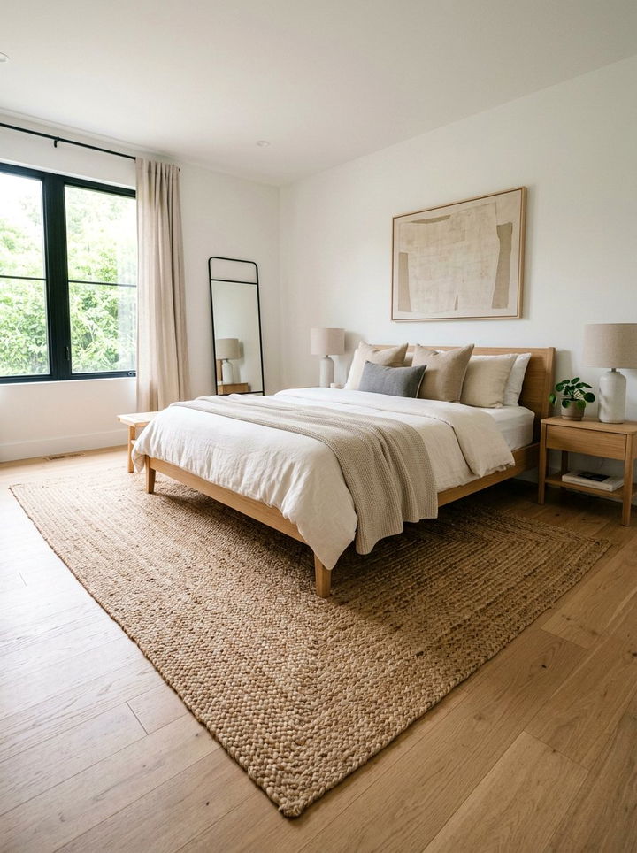 Jute Rug Texture - 30 scandinavian bedroom ideas