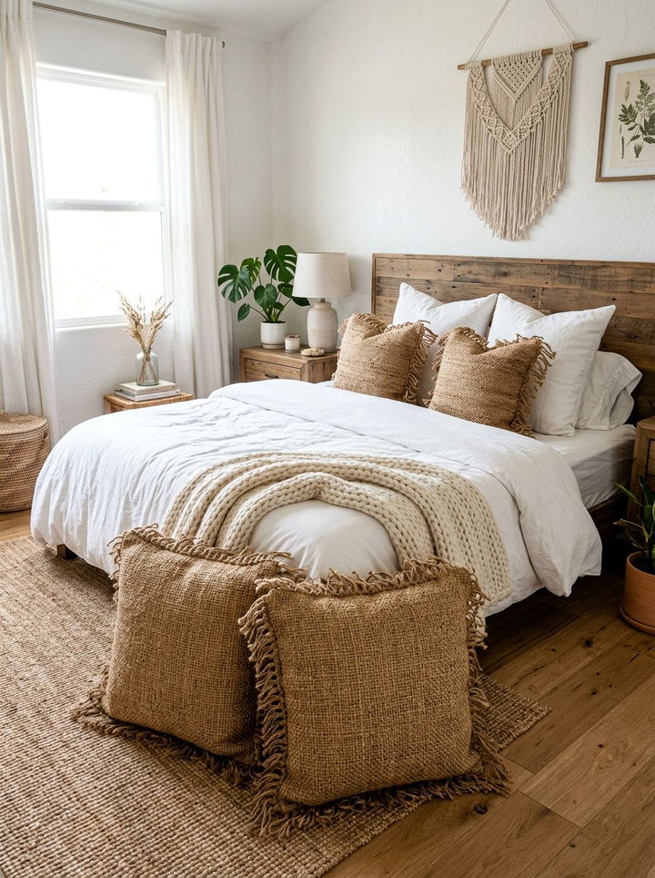 Jute Throw Pillow - 30 woven bedroom ideas