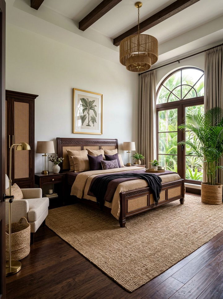 Jute and Rosewood Bedroom - 30 mixed material bedroom ideas