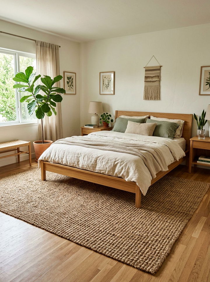 Jute area rug - 30 zen bedroom ideas