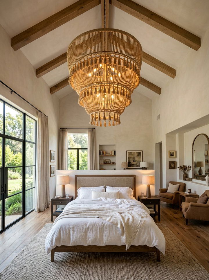 Jute chandelier for bedroom - 30 jute bedroom ideas