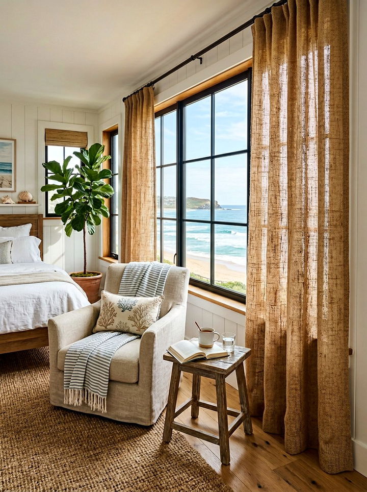 Jute curtains for bedroom - 30 jute bedroom ideas