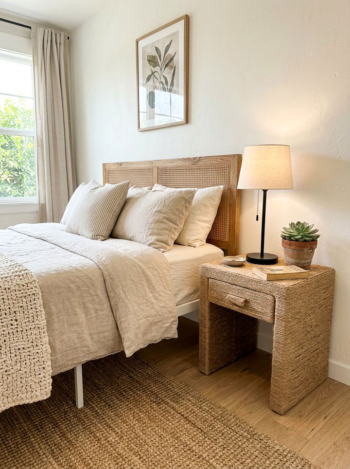 Jute nightstand for bedroom - 30 jute bedroom ideas