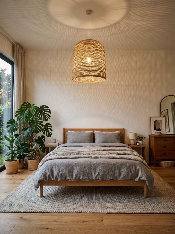 Jute pendant light for bedroom - 30 jute bedroom ideas