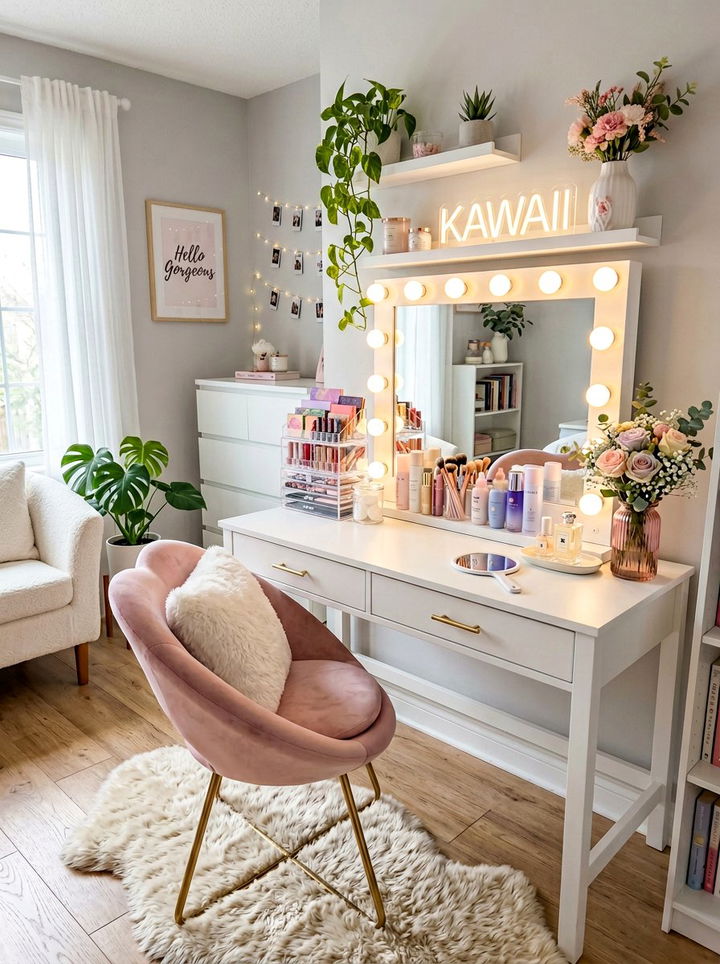 Kawaii Vanity Table - 30 kawaii bedroom ideas