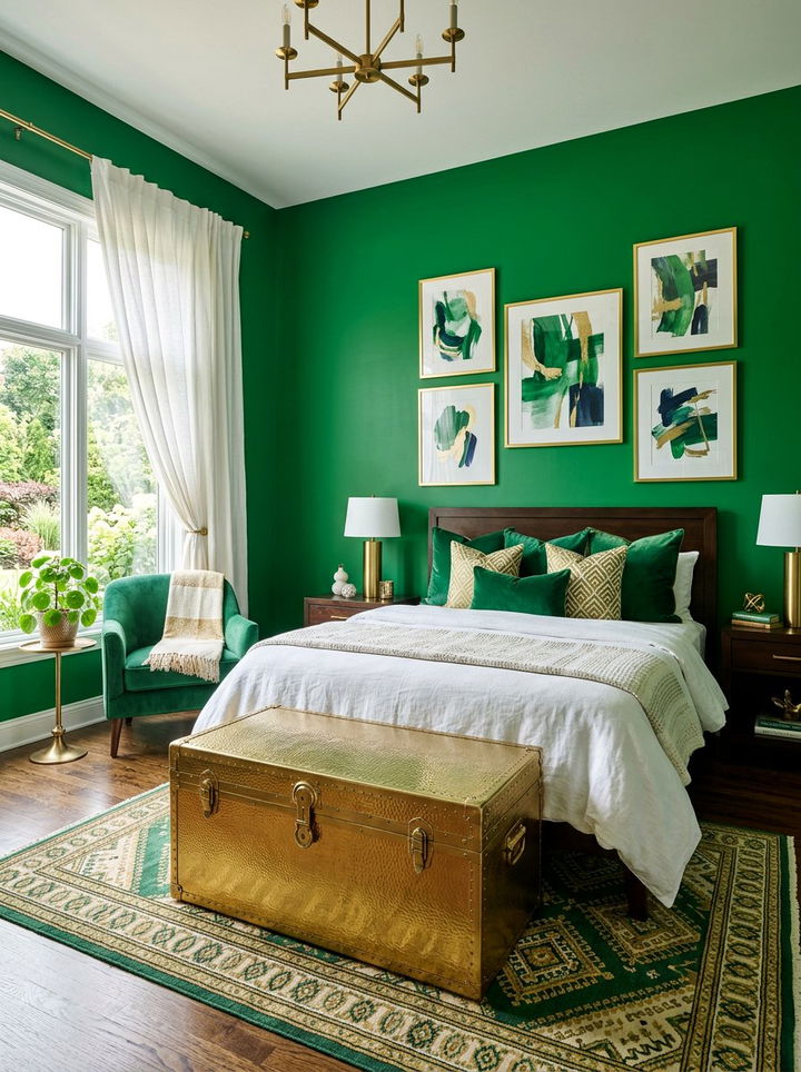 Kelly Green And Gold Bold Bedroom - 30 green and gold bedroom color combo
