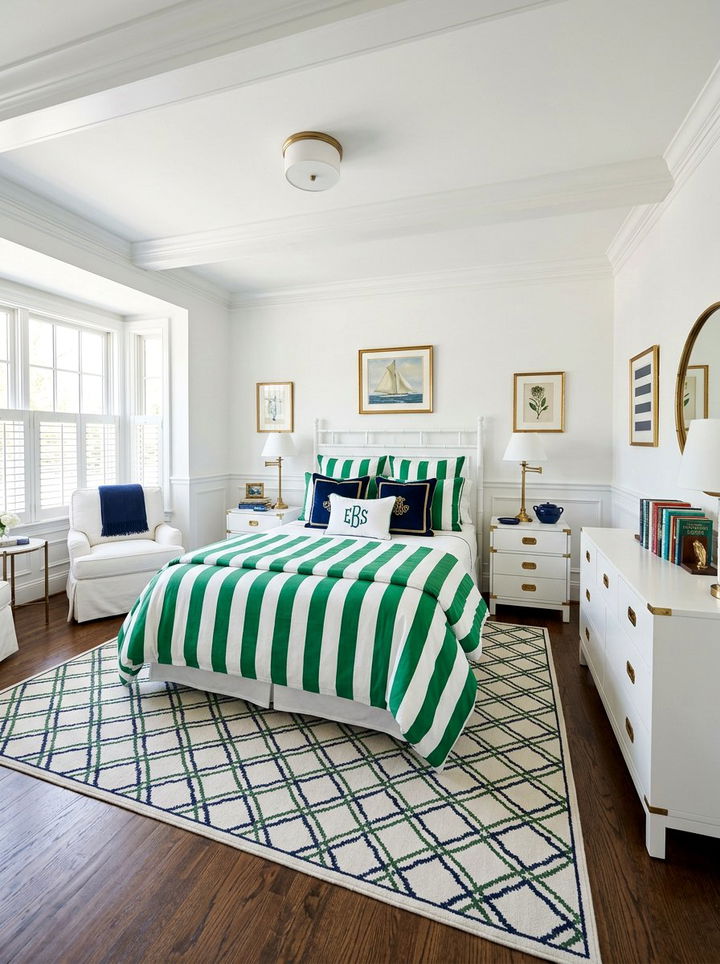 Kelly Green Preppy Bedroom - 30 green bedroom decor ideas