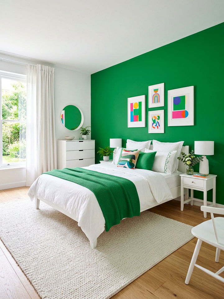 Kelly green bright bedroom - 30 minimalist green bedroom ideas