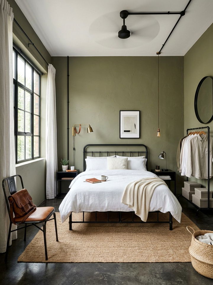 Khaki Green Bedroom - 30 muted tone bedroom ideas