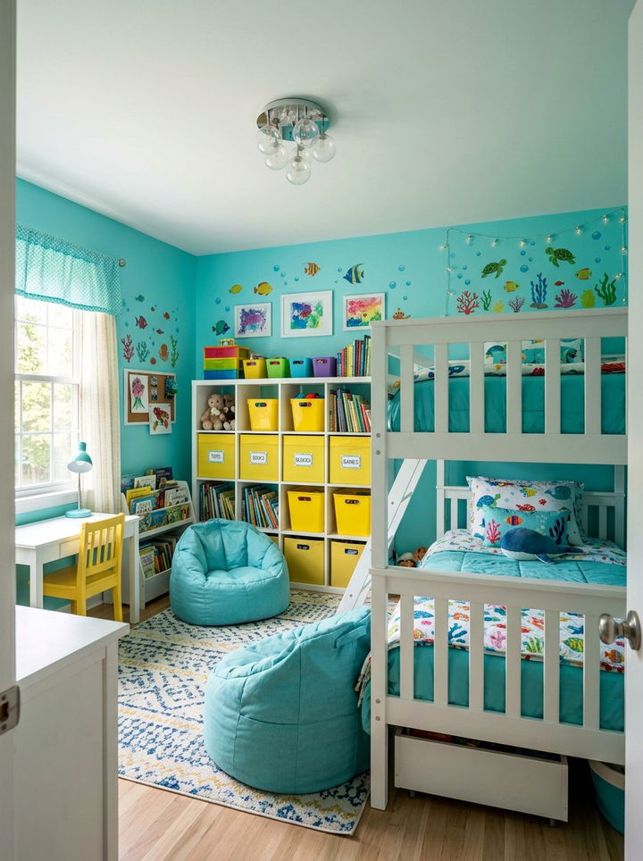 Kids Aqua Playful Bedroom - 30 aqua bedroom ideas