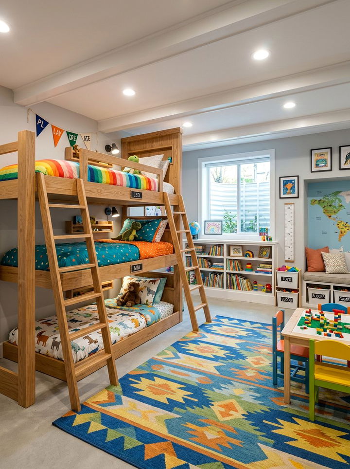 Kids Bunk Bed Basement Room - 30 basement bedroom ideas