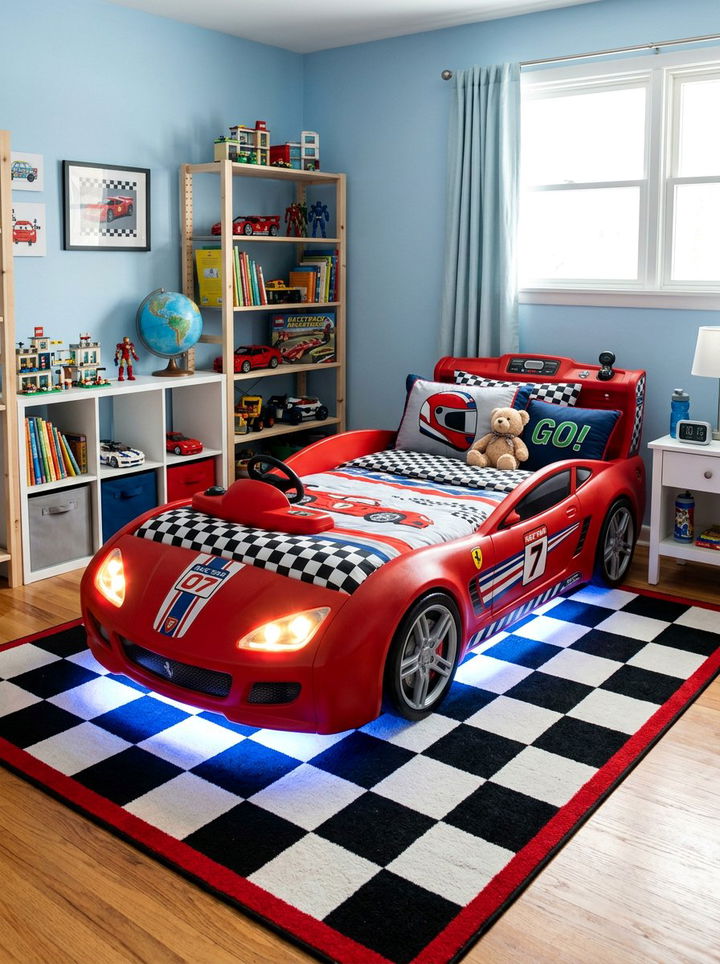 Kids Car Bed With Lights - 30 race car bedroom ideas