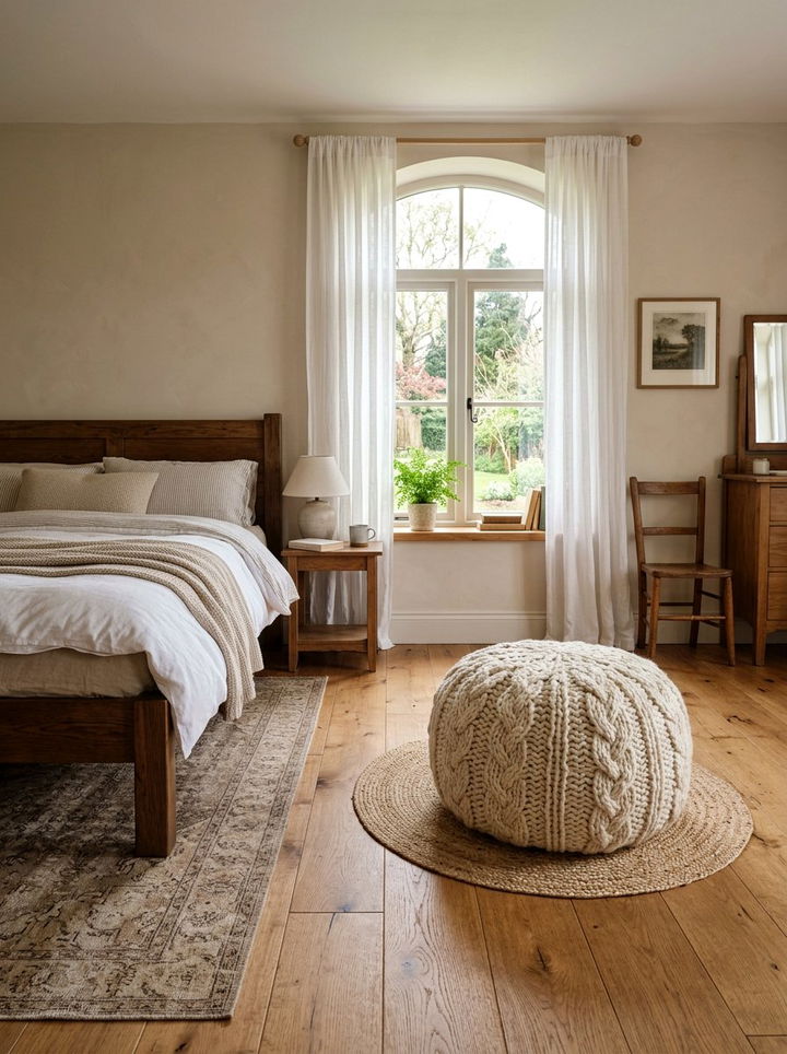 Knitted floor pouf - 30 bedroom poufs