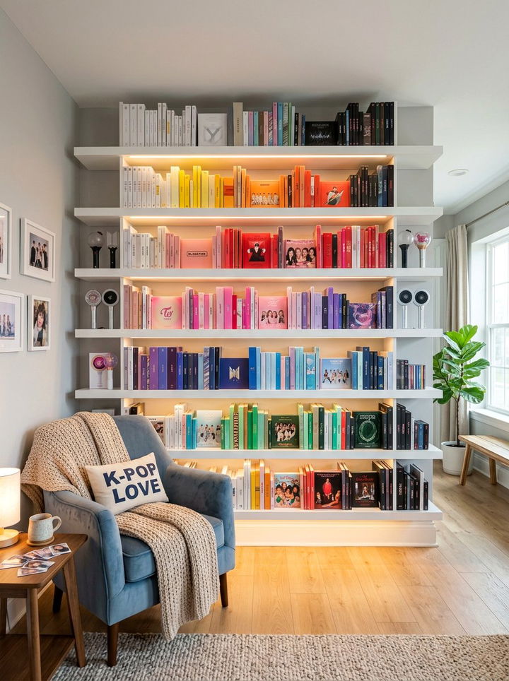 Kpop Album Display Shelf - 30 K-pop bedroom ideas