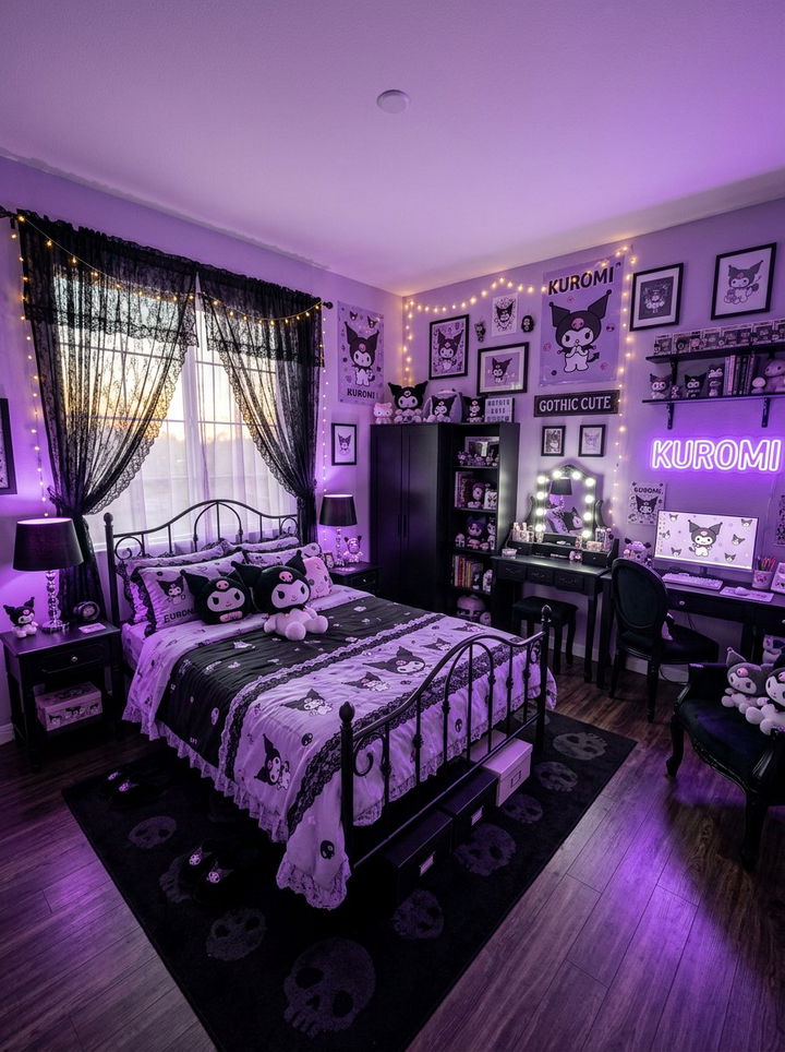Kuromi Aesthetic Bedroom - 30 kawaii bedroom ideas
