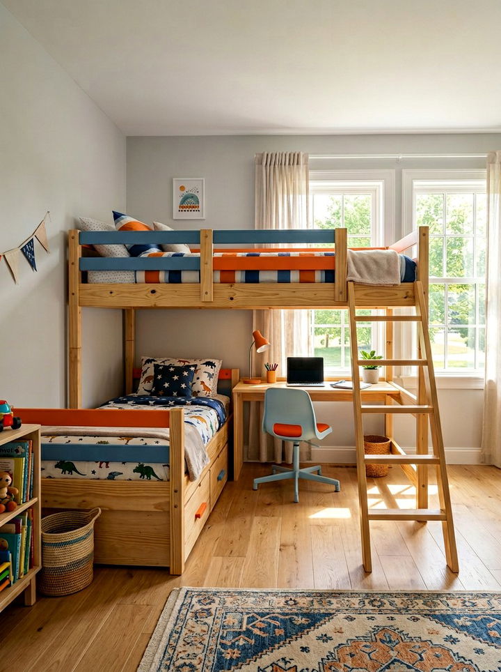 L Shaped Bunk Bed - 30 multi-kid bedroom ideas
