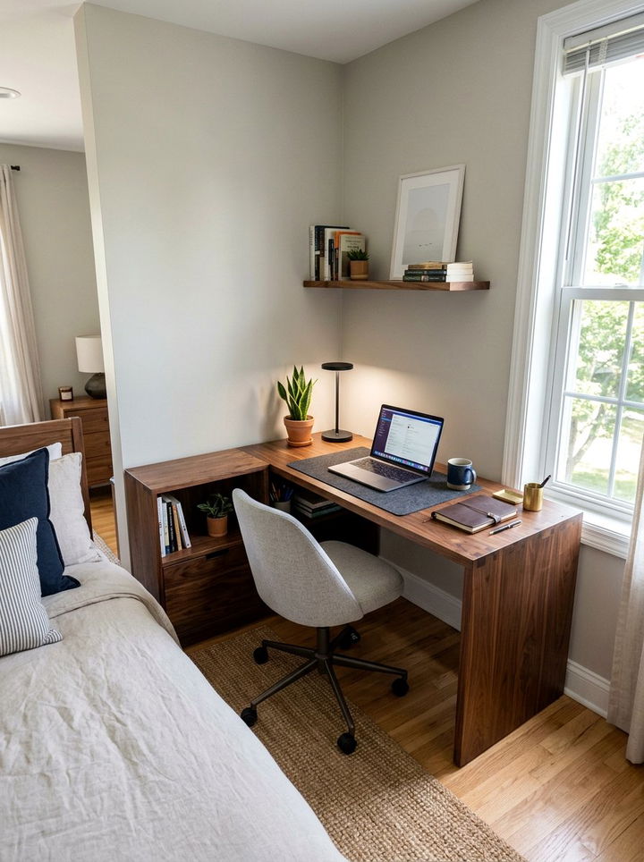 L Shaped Corner Desk - 30 bedroom corner storage ideas