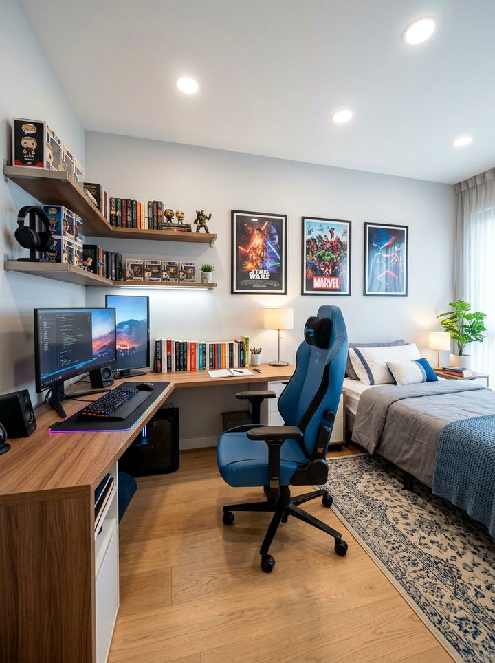 L Shaped Desk Bedroom - 30 streaming setup bedroom ideas