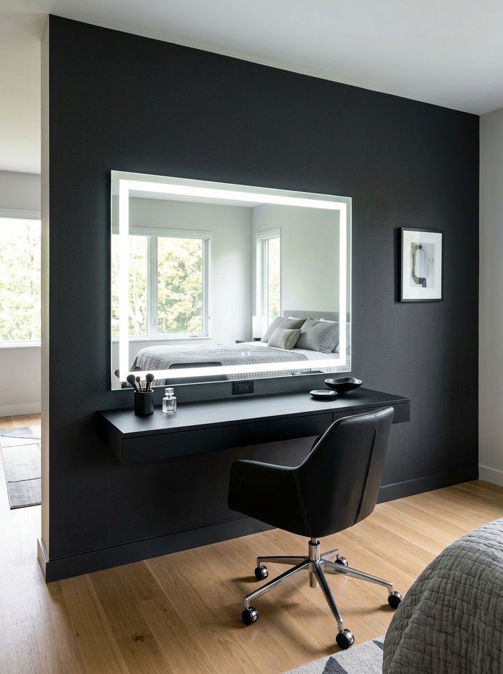 LED Backlit Vanity Mirror - 30 bedroom modern vanity designs