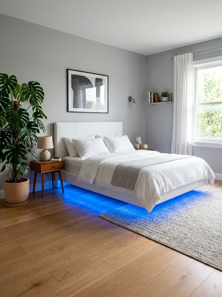 LED Floating Bed - 30 bedroom floating bed ideas