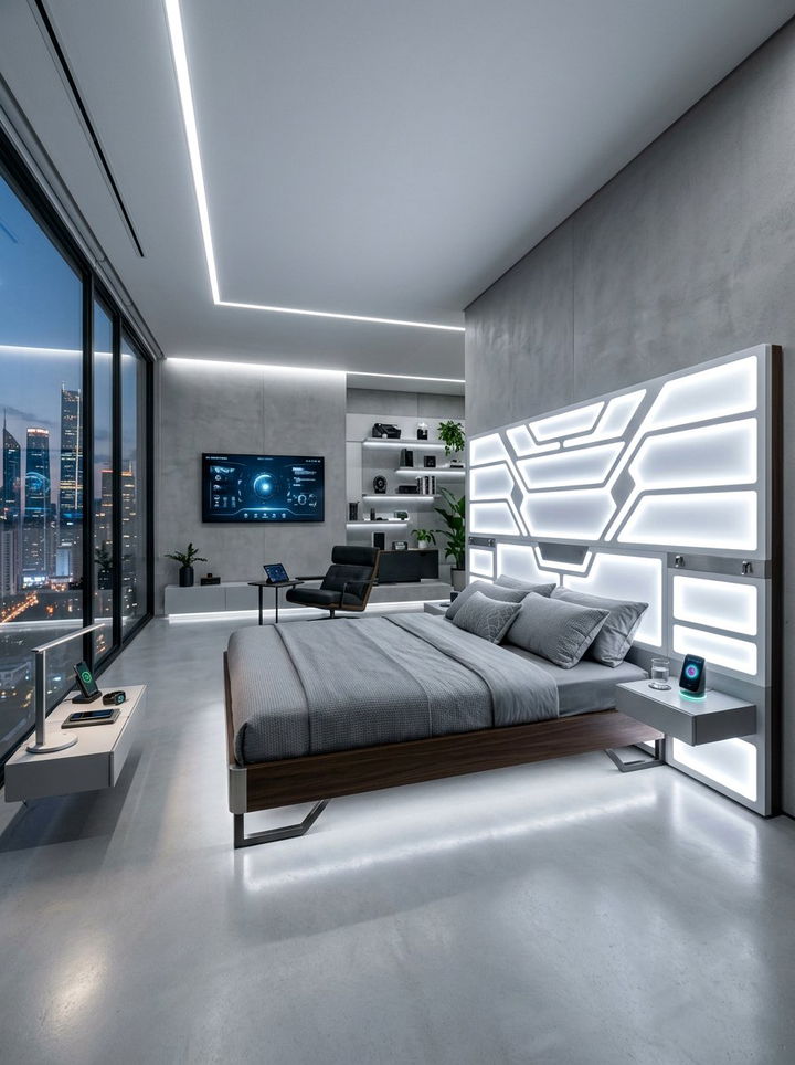 LED Light Headboard Bedroom - 30 bedroom DIY headboard ideas