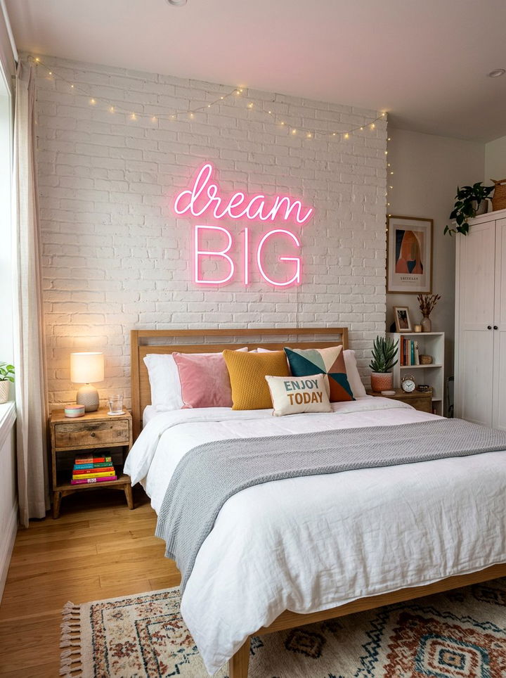 LED Neon Wall Sign - 30 bedroom LED lighting ideas