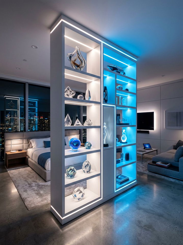 LED lit shelf divider - 30 bedroom shelf dividers