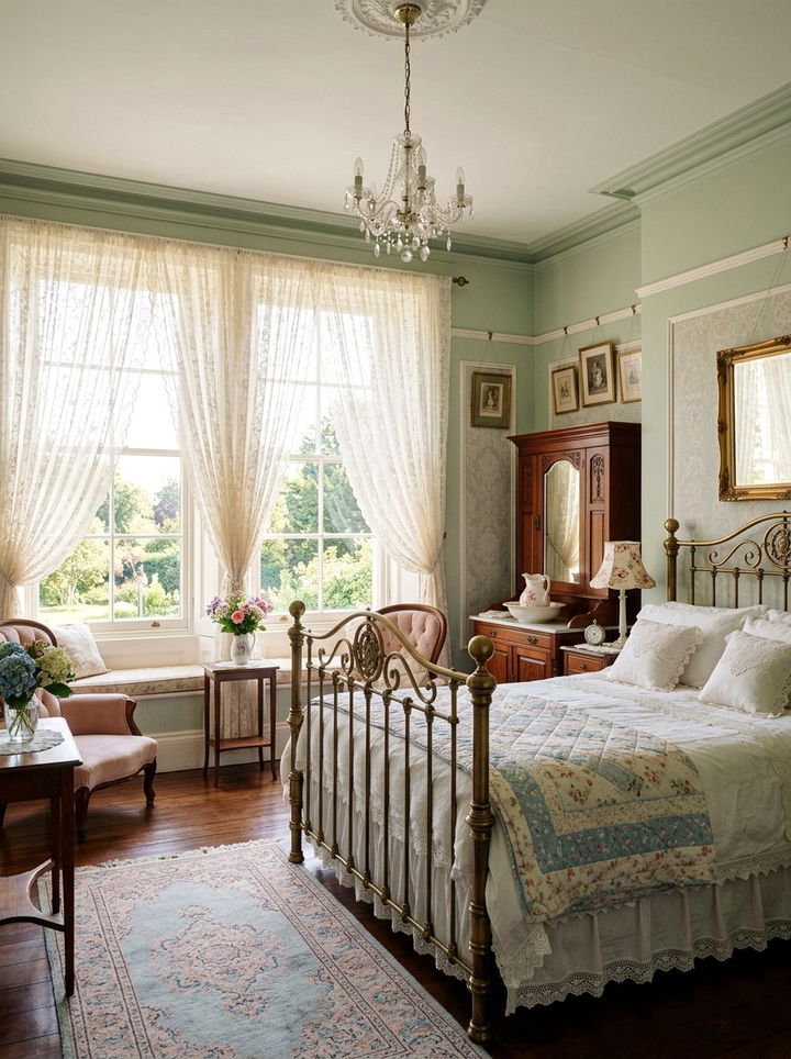 Lace Window Curtains - 30 Edwardian bedroom ideas