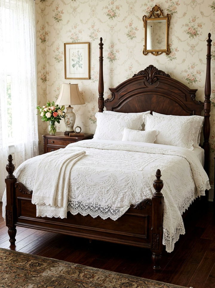 Lace bedding decor - 30 Victorian bedroom ideas